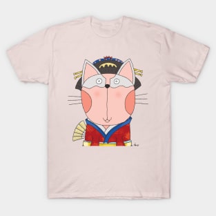 Geisha Cat In Kimono T-Shirt